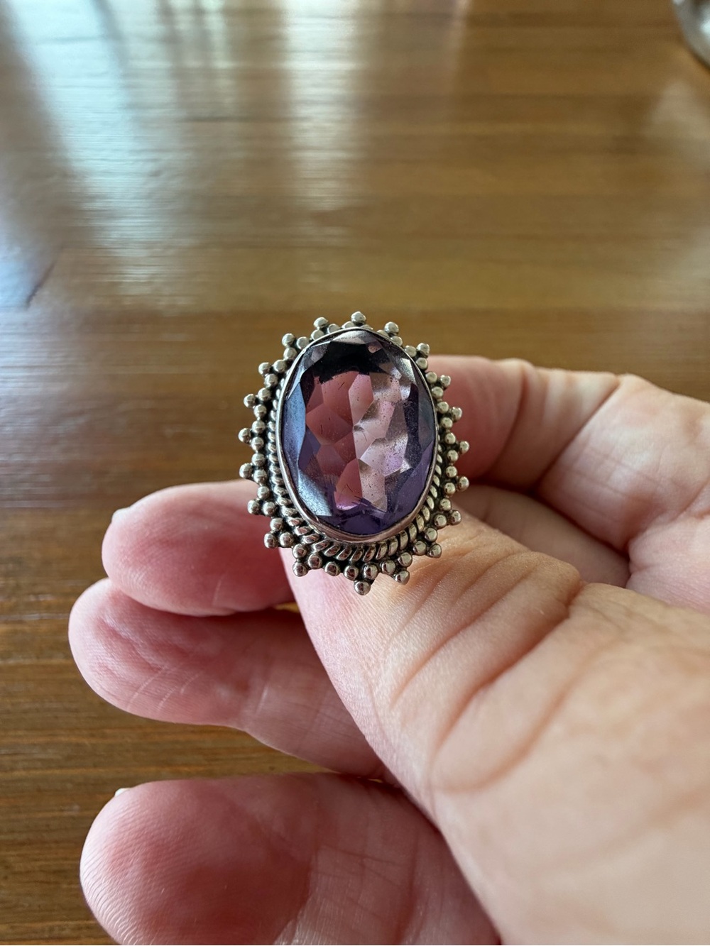 Vintage Sterling Silver 925 Voilet Queen Amethyst Gemstone Ring